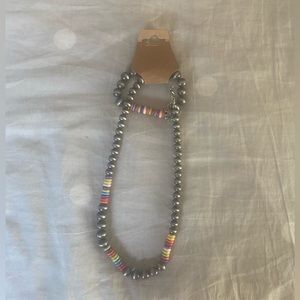 Set of beaded necklace and bracelet